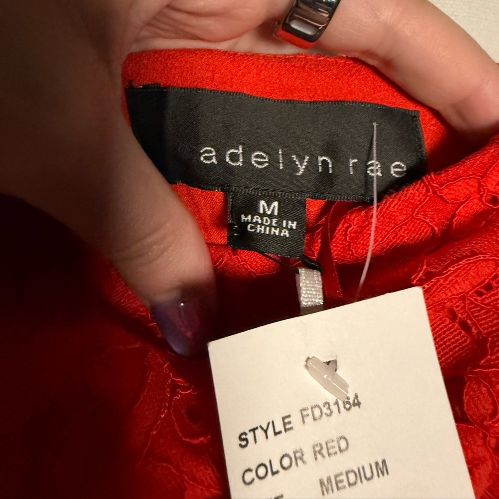 Adelyn Rae Red Lace A Line Mini Dress Size Medium - Picture 3 of 10